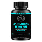 Black Forest spermidine supplement bottle shown for daily use and four-month supply