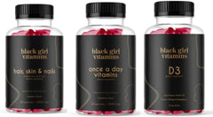 Black Girl Vitamins Look Good Feel Good Bundle front view supports daily beauty.