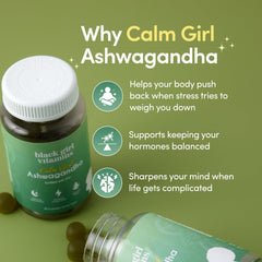 Black Girl Vitamins Calm Girl zinc gummies highlighting immune and mood support.