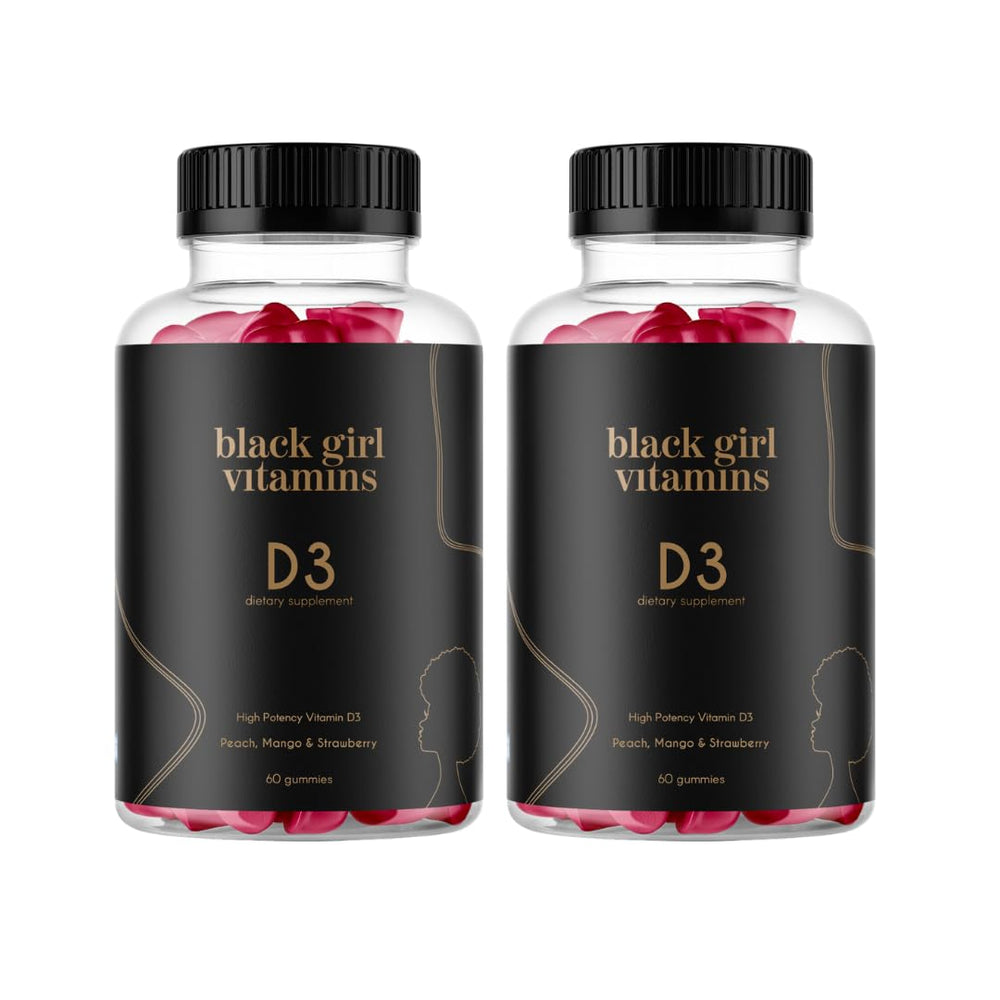 Black Girl Vitamins D3 Gummies bottle front highlighting immune support and bone health