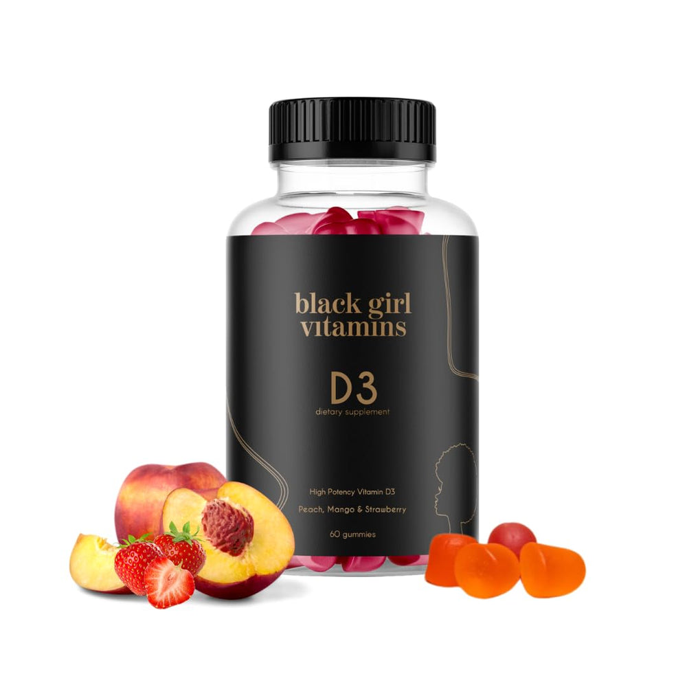 Black Girl Vitamins D3 Gummies bottle front for daily immune support