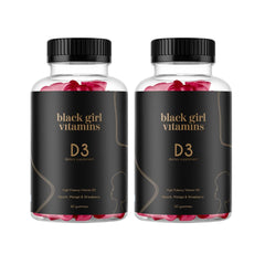 Black Girl Vitamins D3 Gummies bottle front highlighting immune support and bone health