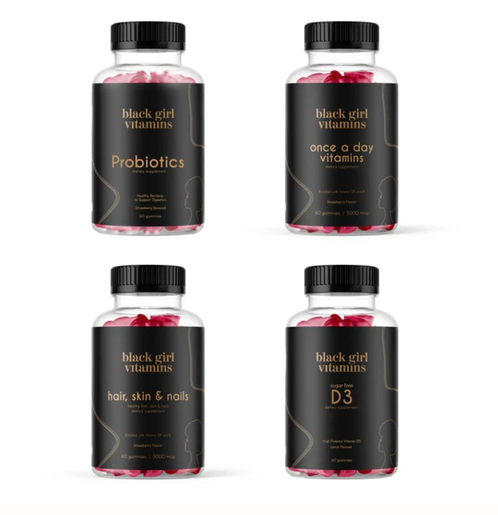 Black Girl Vitamins D3 Gummies bottle for daily energy support.