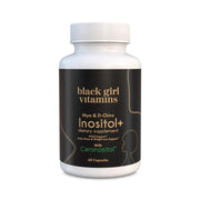 Black Girl Vitamins Inositol bottle front, vegan wellness for daily balance.