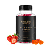 Black Girl Vitamins Once a Day bottle front, convenient daily multivitamin for women.
