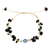 Black Obsidian Bracelet with Evil Eye detail for stylish protection.