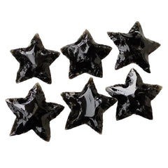Black Obsidian Stars front view for jewelry making and crystal craft projects.