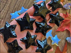 Black Obsidian Stars side detail showing textured surface for wire wrapping.