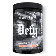 BLACKMARKET DEFY Peach Rings pre-workout powder energizes workouts