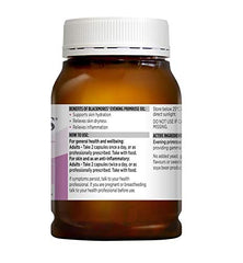 Blackmores Evening Primrose Oil capsules close-up highlighting GLA-rich supplement.