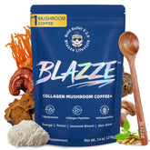 Blazze mushroom coffee bottle showcases premium packaging and convenient energy on the go.