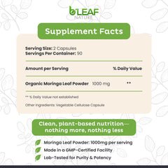 Organic moringa leaves detail highlighting nutrient-rich sourcing