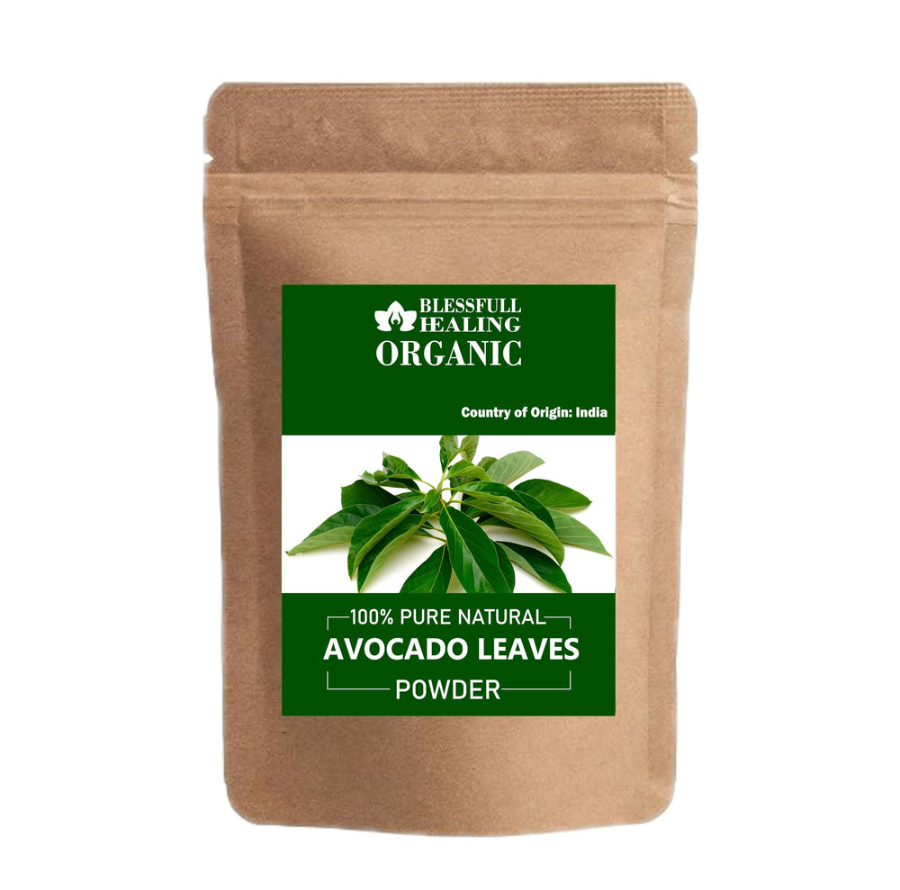 Blessfull Healing avocado leaves powder packaging ready for smoothies