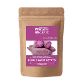 Blessfull Healing purple sweet potato powder in a jar, ideal for smoothies and baking.