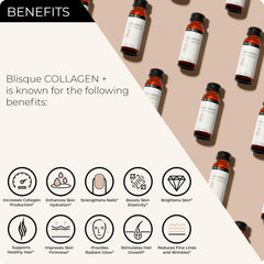 Blisque bottle label close-up highlighting tri-peptide formula details.