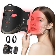 BLISSMON red light mask on face with even LED coverage for radiant look