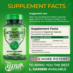 BLIVA L Gasseri capsules dosage shot for simple daily routine supporting gut health.