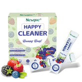 Blltzzz Newpie Happy Cleaner packaging showcases convenient probiotic powder for daily gut health