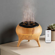 BLOIMP essential oil diffuser in wood finish adds decorative ambience to a room