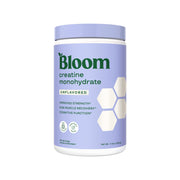 Bloom Nutrition Creatine Monohydrate powder jar with label and seal showcases quality.