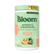 Bloom Nutrition greens powder tub with 30+ nutrients for daily wellness