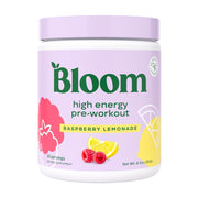 Bloom Nutrition high energy pre-workout bottle pouring for steady energy