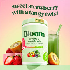 Bloom Nutrition bottle showing probiotics and enzymes for comfortable digestion