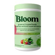 Bloom Nutrition Greens Powder bottle showing convenient daily greens for wellness