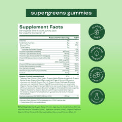 Open single-serving Bloom Super Greens Gummies pack, ideal for travel and on-the-go wellness.