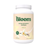 Bloom Nutrition Whey Isolate Vanilla canister for high-quality protein and recovery support.