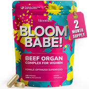Bloomeo beef organ liver capsules showing essential nutrients for energy support