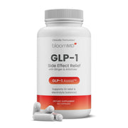 BloomMD GLP-1 Relief bottle front view showing product packaging for comfort support