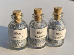 Blue Kyanite mini gem bottle set with varied crystal options