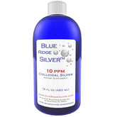 Blue Ridge Silver 10ppm bottle front shows crystal-clear liquid for everyday wellness