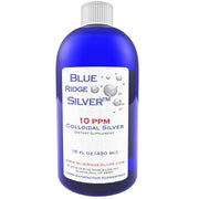 Blue Ridge Silver 10ppm bottle front shows crystal-clear liquid for everyday wellness