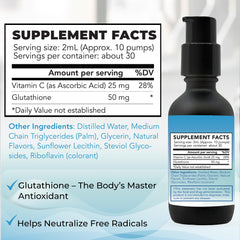 Blue Sky Bioscience Nano Glutathione dropper releasing liquid for fast oral absorption.