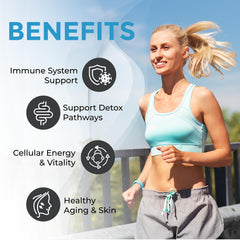 Blue Sky Bioscience Nano Glutathione label closeup highlighting 30 servings.