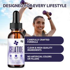 BLUE VIBE Gelatide Liquid Drops label and cap highlight premium quality.