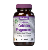 Bluebonnet Albion chelated calcium magnesium bottle front for bone support
