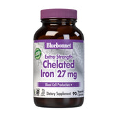 BlueBonnet Albion Hierro 27 mg, frasco de cápsulas vegetales para consumo diario.