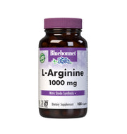 Bluebonnet L-Arginine 1000 mg bottle with vegan capsules for daily wellness support.