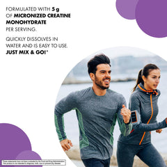 BlueBonnet Creatine Micronized badges indicate non-GMO, vegan, and kosher options.