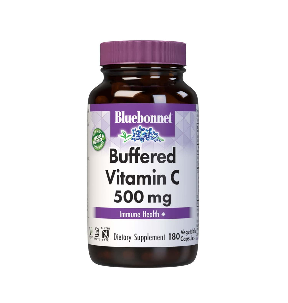BlueBonnet Buffered Vitamin C-500 mg bottle front label highlighting immune support potential