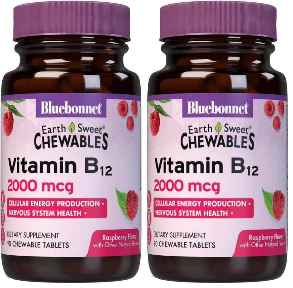 BlueBonnet Earth Sweet Vitamin B12 bottle on table for easy daily dosing