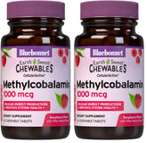 BlueBonnet EarthSweet methylcobalamin raspberry chewables for energy support.