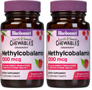 BlueBonnet EarthSweet methylcobalamin raspberry chewables for energy support.