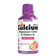 Bluebonnet Liquid Calcium Citrate bottle pour shows easy daily dosing for bone support.