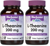 BlueBonnet L-Theanine 200mg bottle promotes relaxed focus.