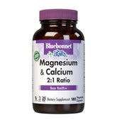 BlueBonnet magnesium and calcium 2-to-1 ratio bottle — supports bone health