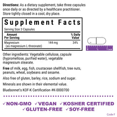 BlueBonnet Magtein capsules close-up showing ultra-absorbable magnesium for cognitive support.
